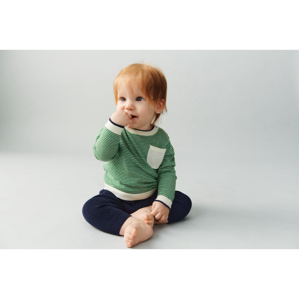 FUB Ecru/Pine Striped Crew