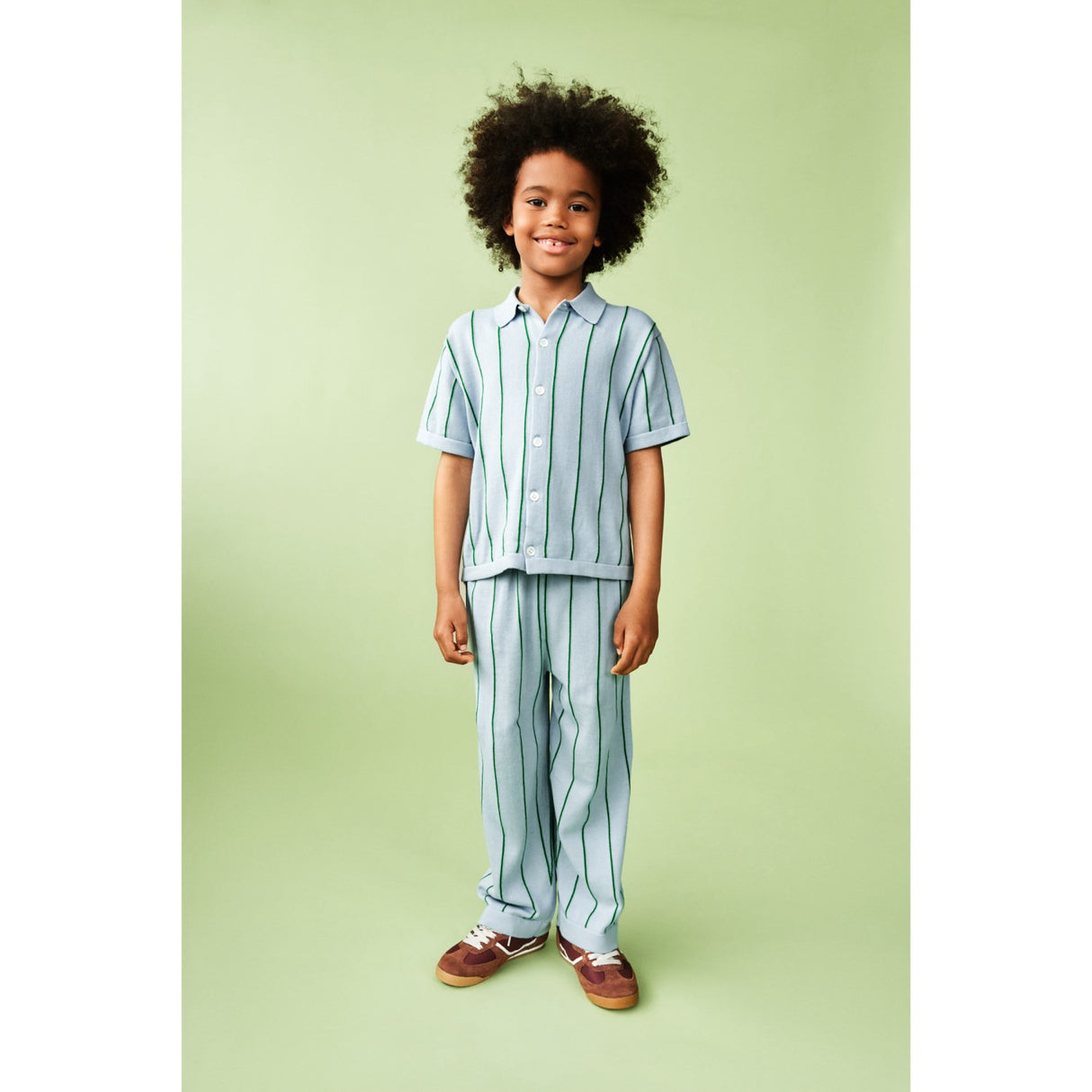 FUB Pale Blue/Pine Striped Byxor