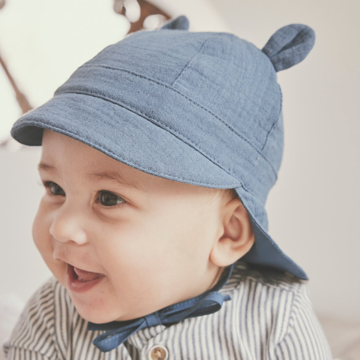 Huttelihut Della Robbia Blue Summer Mössa Ears Muslin