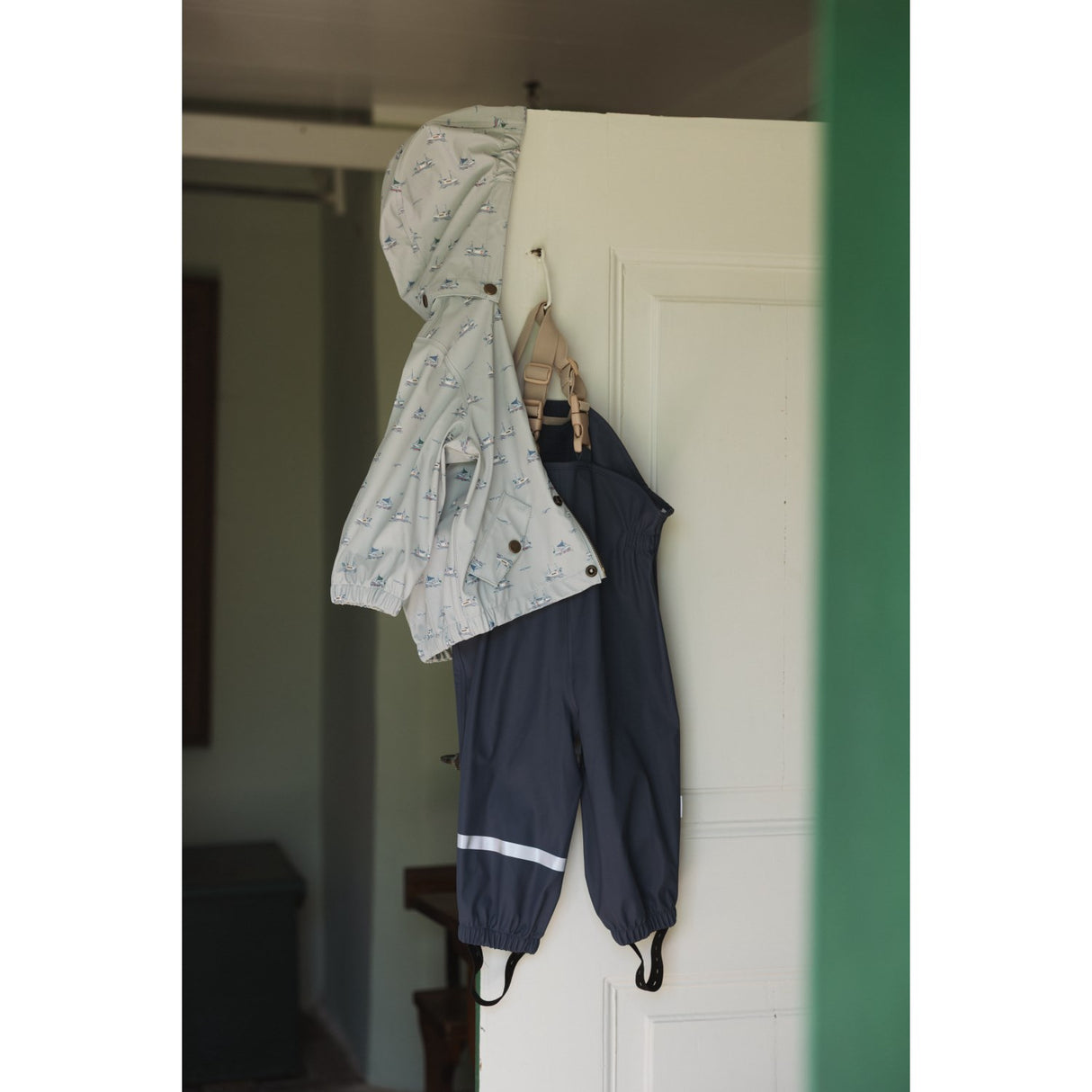 Petit Piao Pearl Blue Boat AOP PPDai Regnkläder Sett