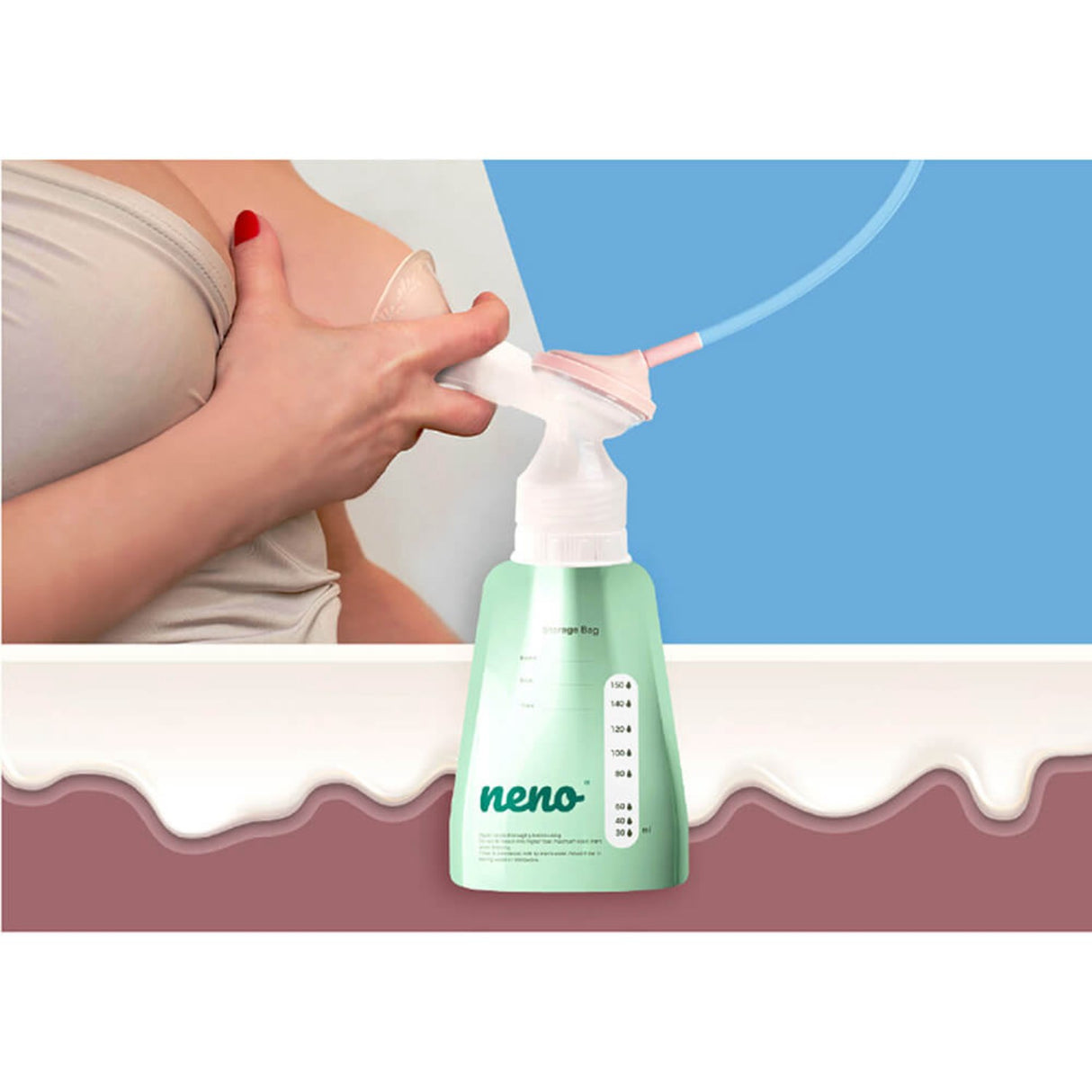 Neno Grøn Bevaringsposer Brystmælk 20 Poser + Adapter