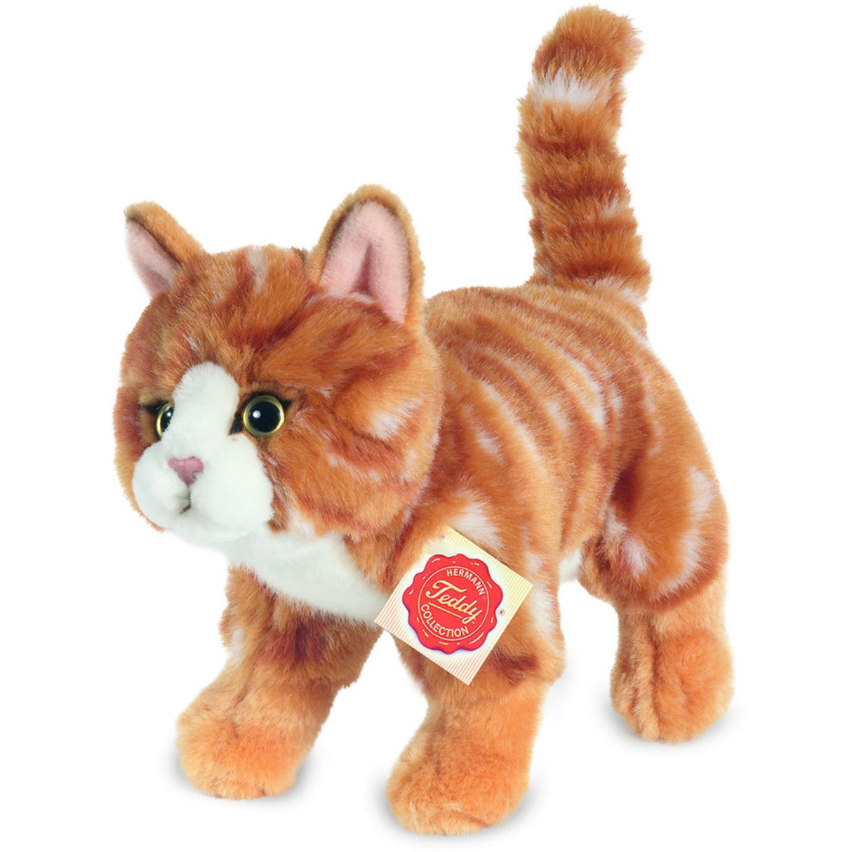 Teddy Hermann upprättstående katt rödrandig 20 cm