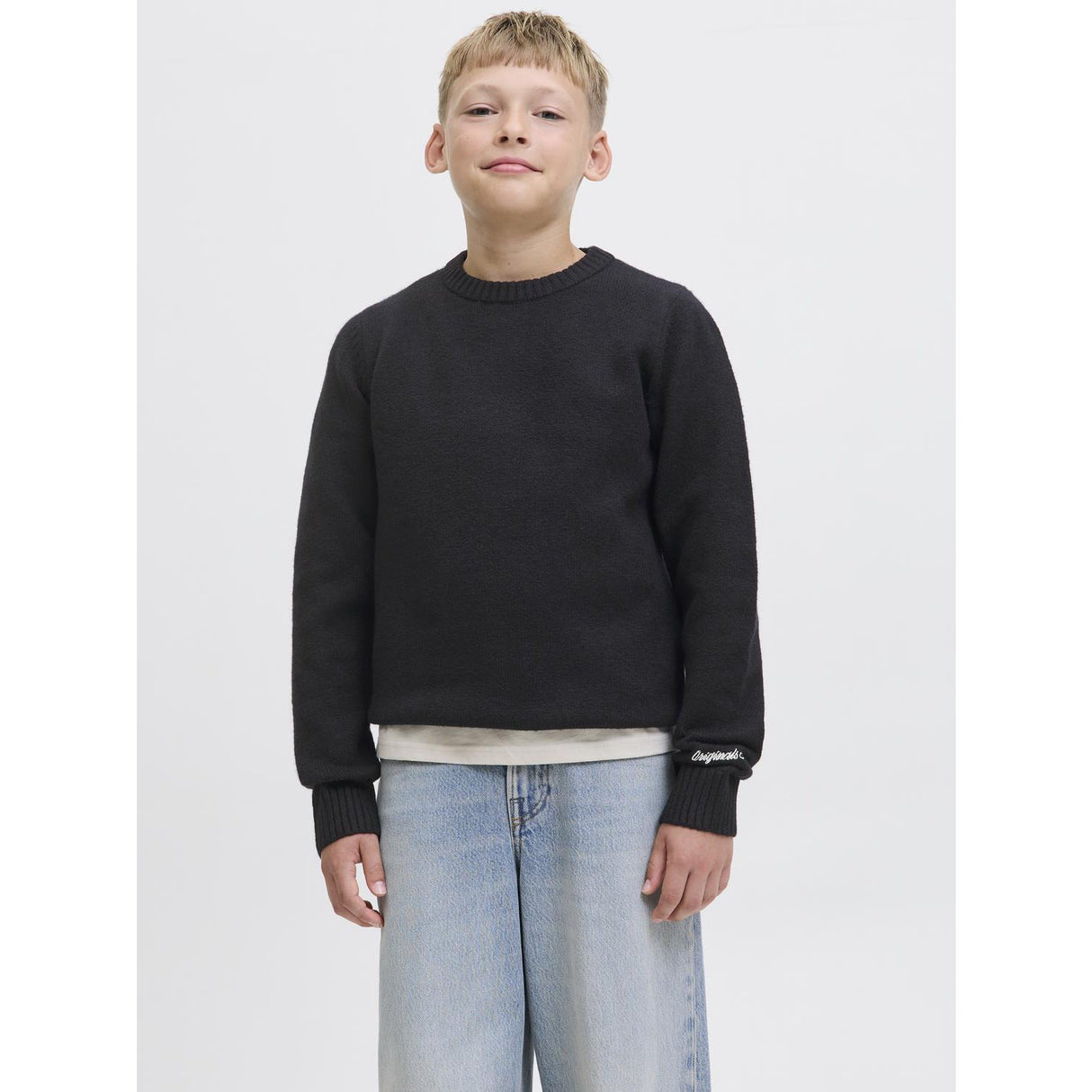 Jack & Jones Junior Black Jornorrebro Stickad Crew Neck Sn Jnr