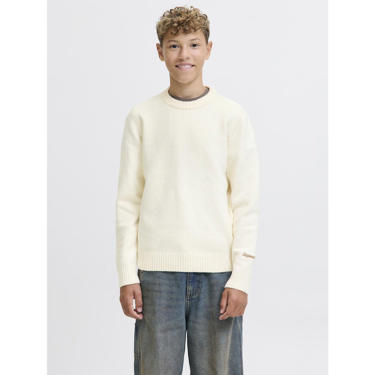 Jack & Jones Junior Sea Salt Jornorrebro Stickad Crew Neck Ln Jnr
