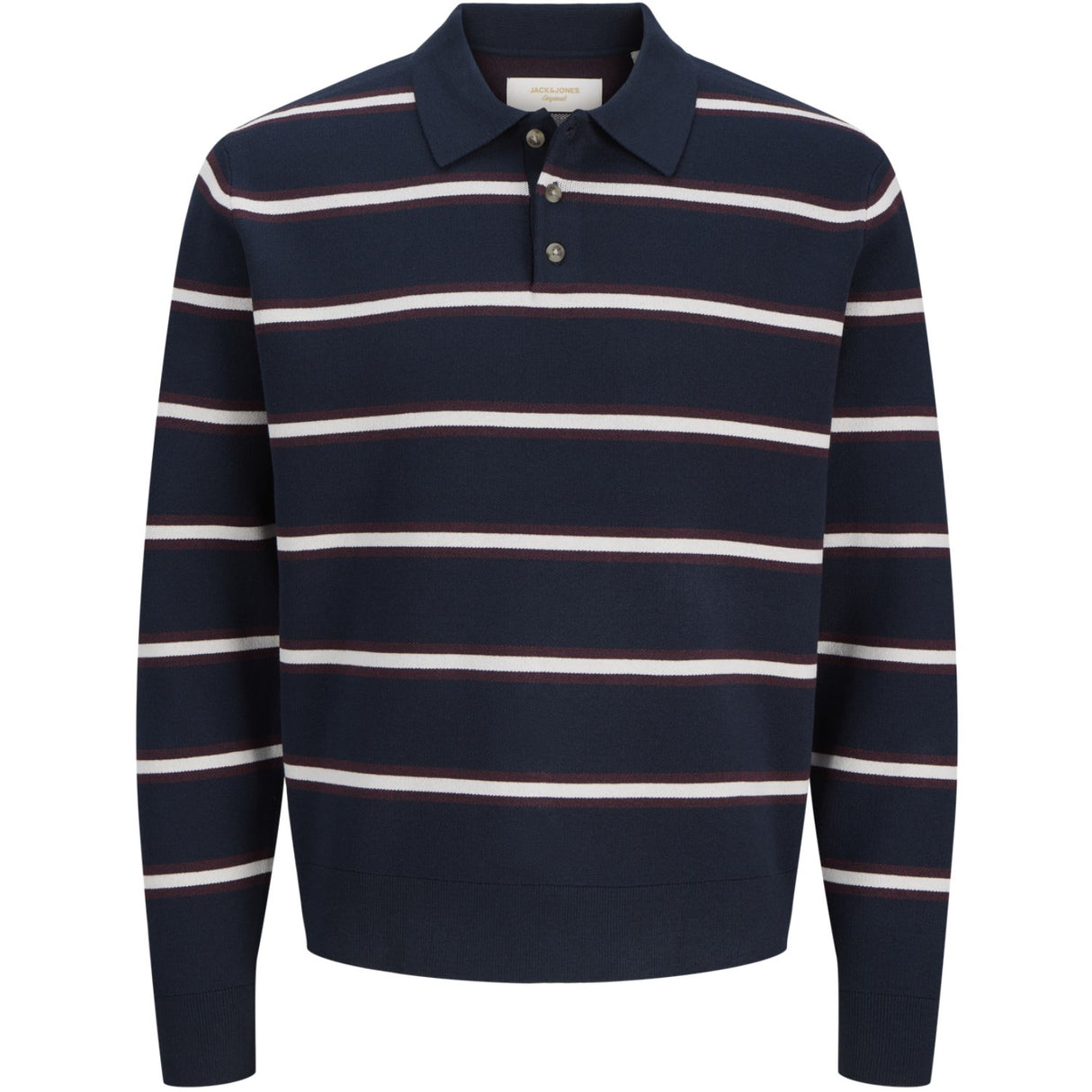Jack & Jones Junior Sky Captain Sea Salt / Chocolate Truffle Joratocha Stickad Stripe Pikétröja Jnr