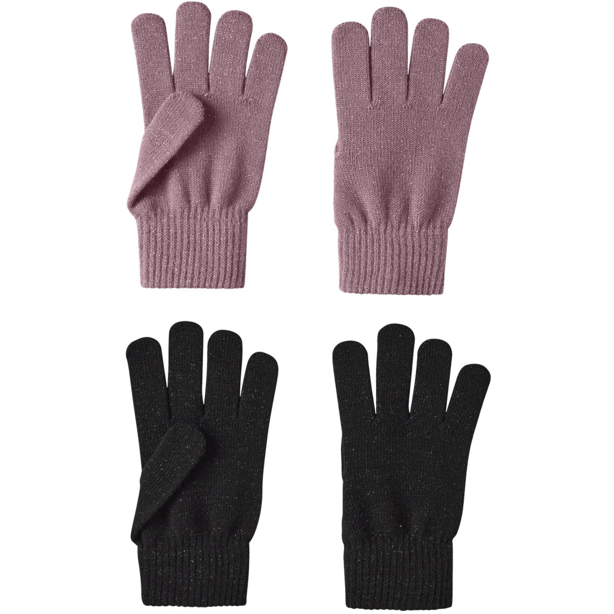 Name It Black Wistful Mauve Nkfmagic Glitter Handskar 2P