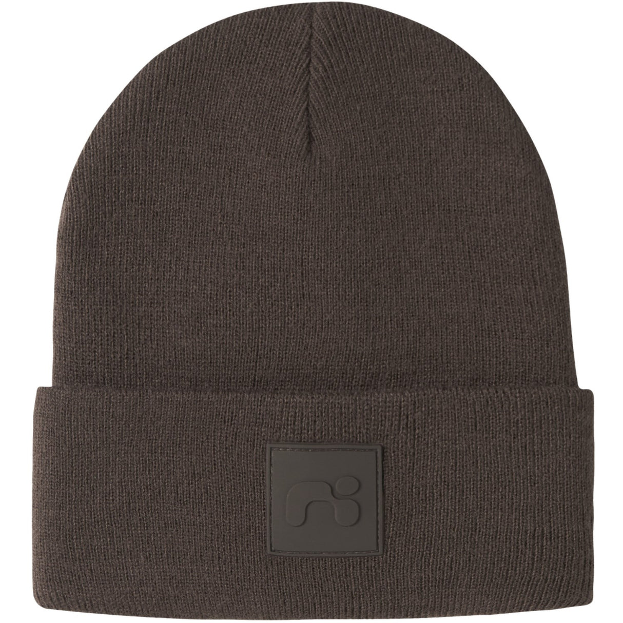 Name It Seal Brown Nknmalik Stickad Beanie Badge1