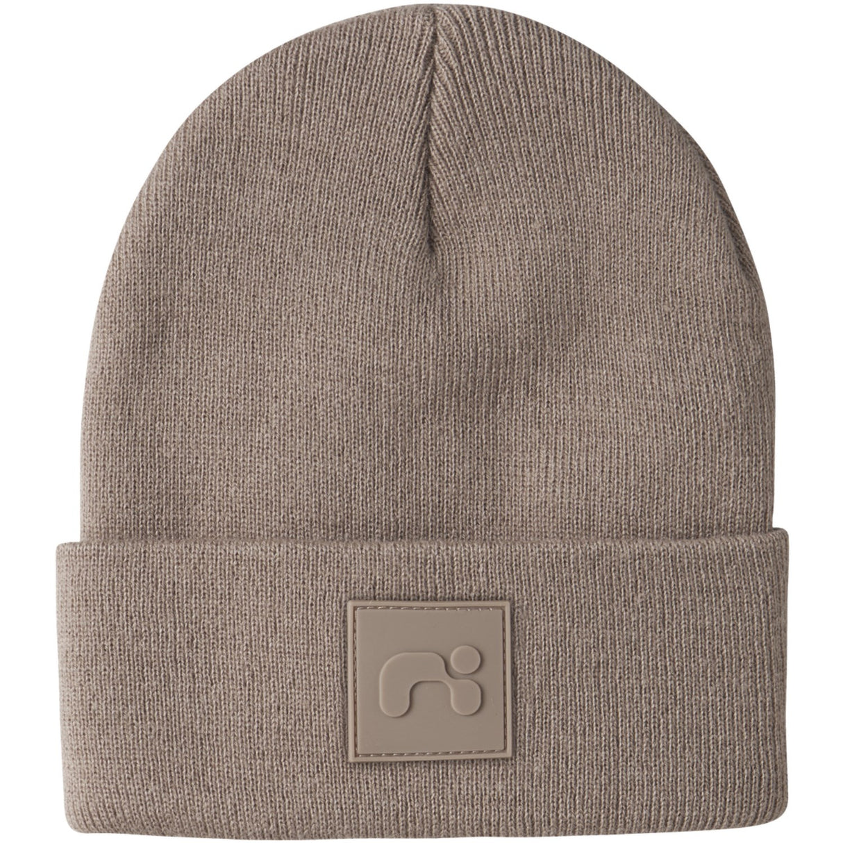 Name It Silver Mink Nknmalik Stickad Beanie Badge1