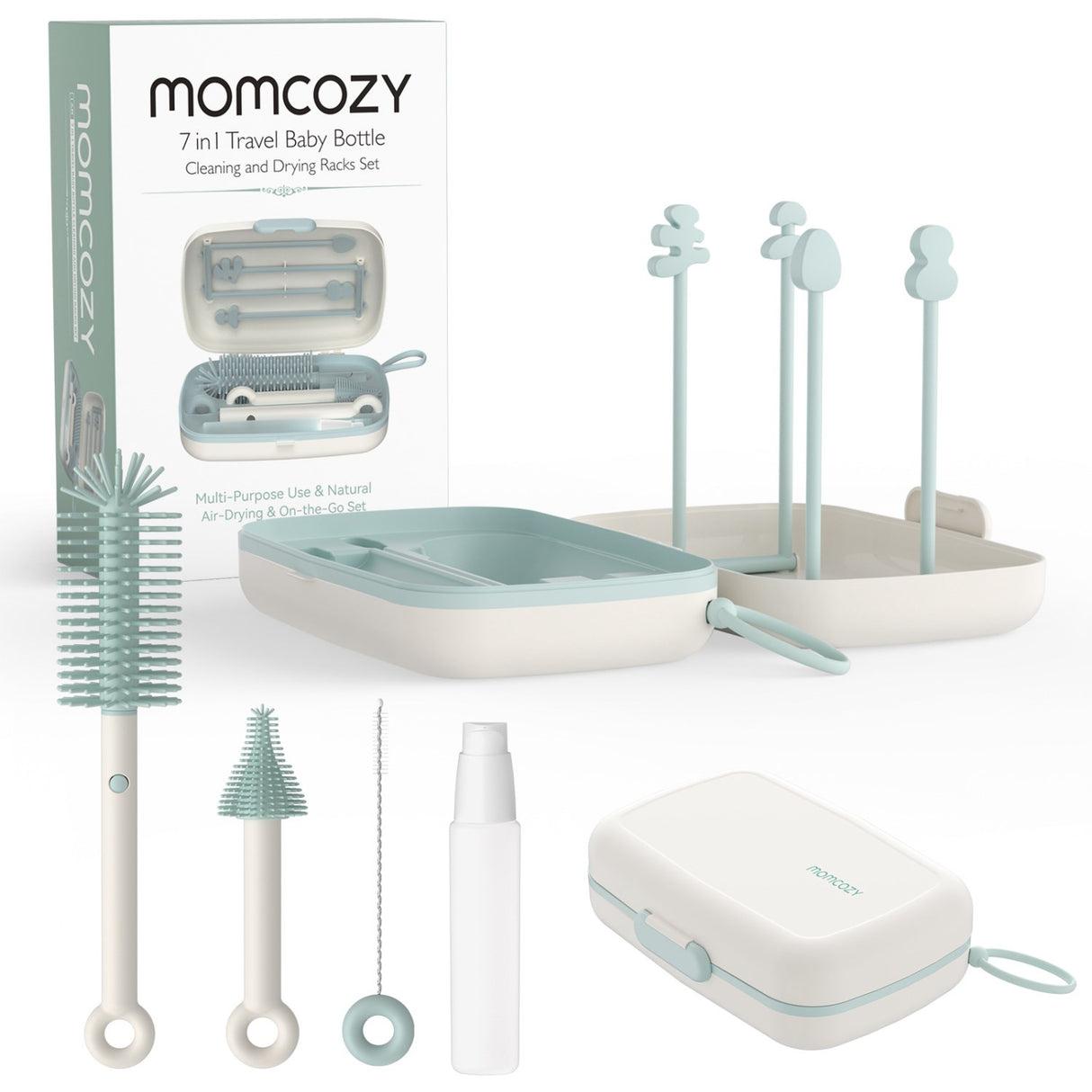 Momcozy Green 7 In 1 Baby Flaska Brush Sett
