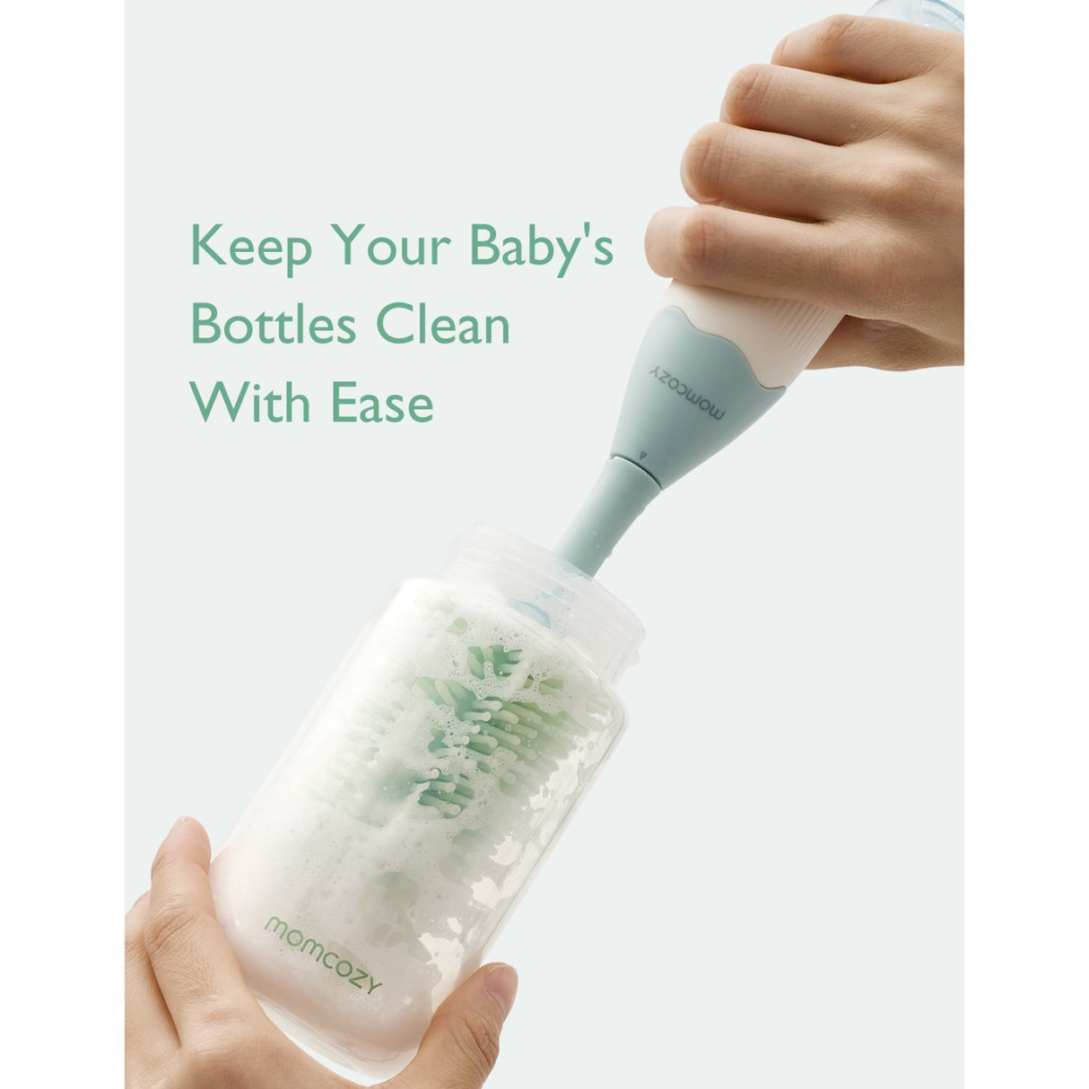 Momcozy Green Push-Press Design Flaska Brush Kit