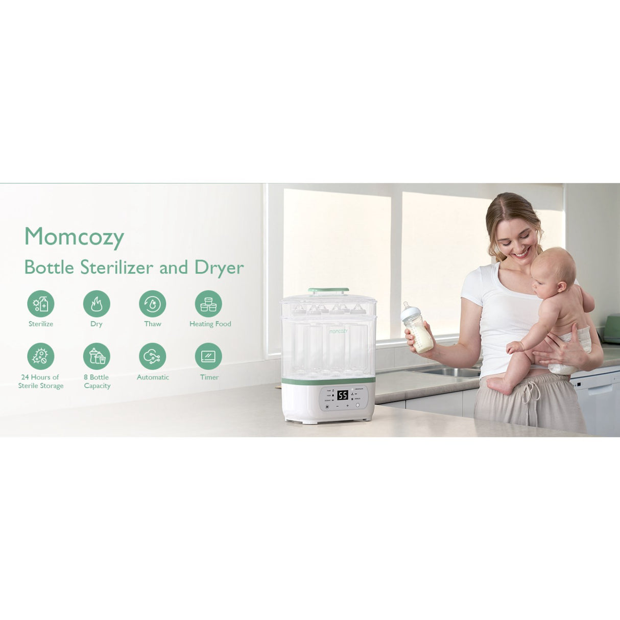 Momcozy 8-in-1 Electric Steam Baby Flaska Sterilizer