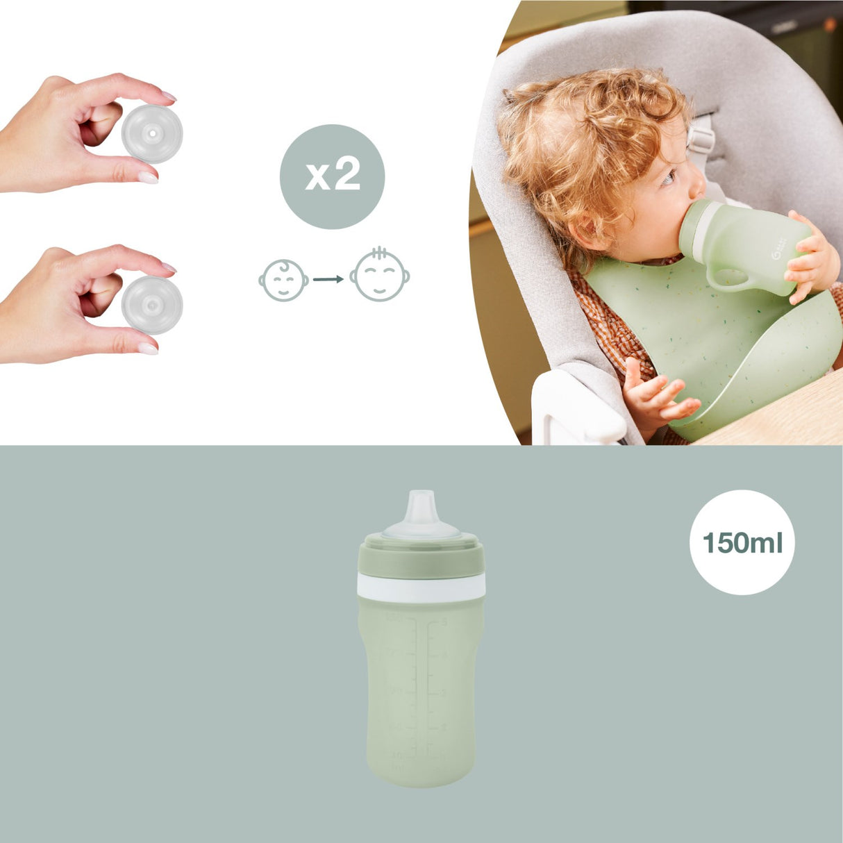Babymoov Green Silikon Water Flaska