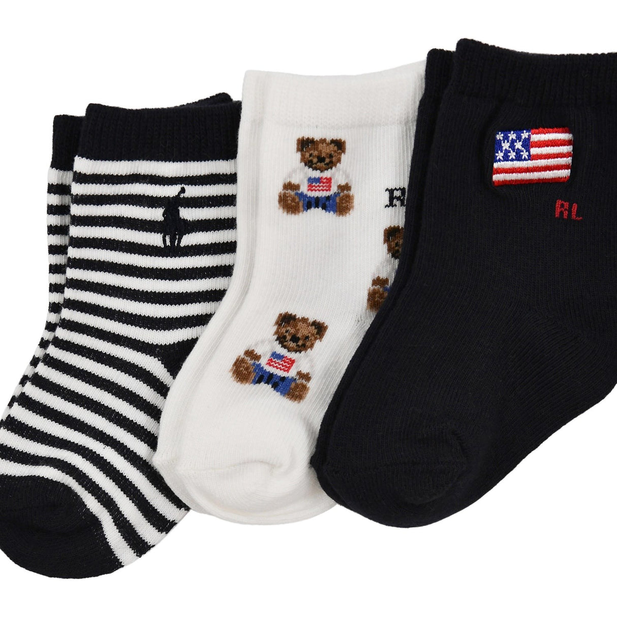 Ralph Lauren Baby White/Navy Crew Strumpo