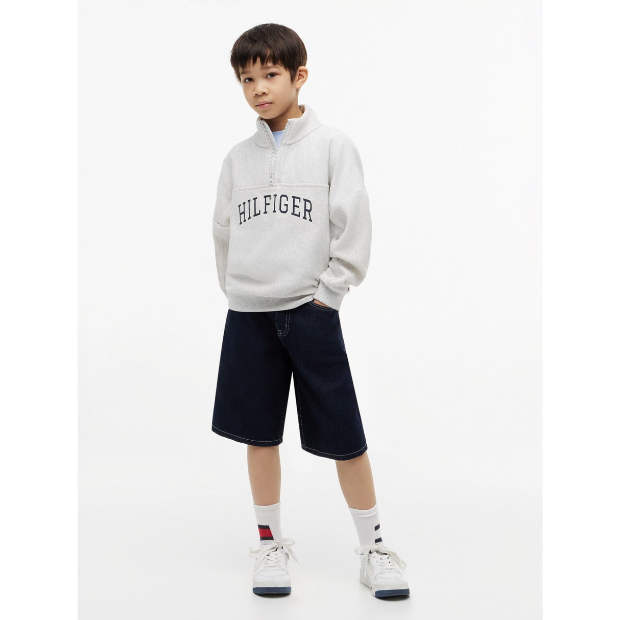 Tommy Hilfiger Light Grey Heather Hilfiger Varsity Zip Sweatshirt