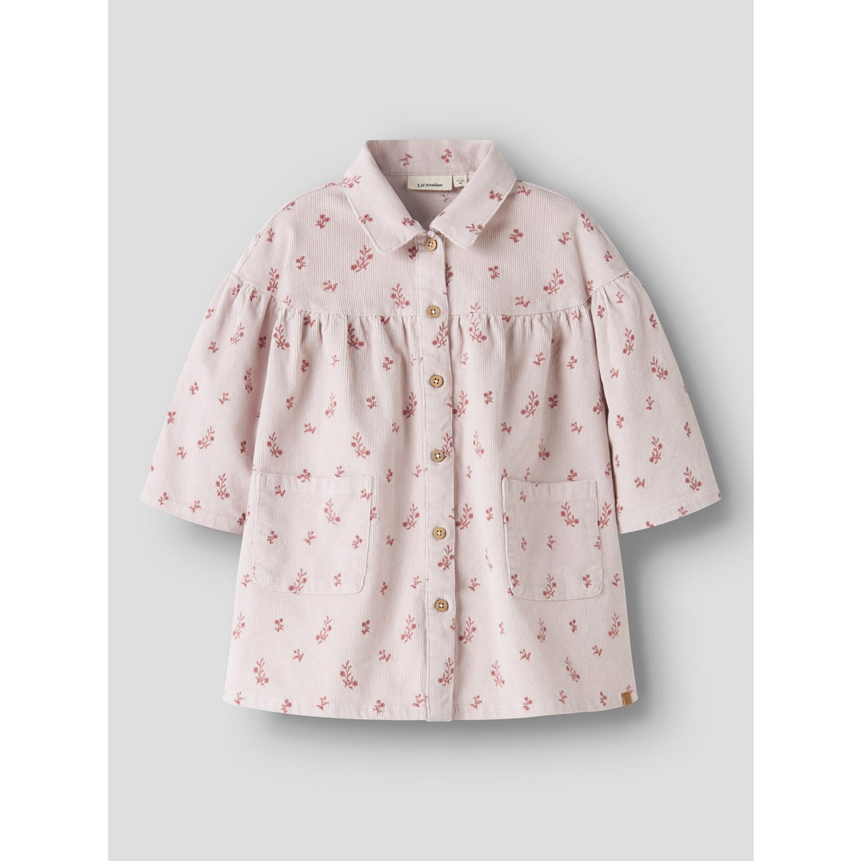 Lil'Atelier Hushed Violet Flower Emb Nmfnelly Cord Ls Loose Klänning 1145-Hc Lil