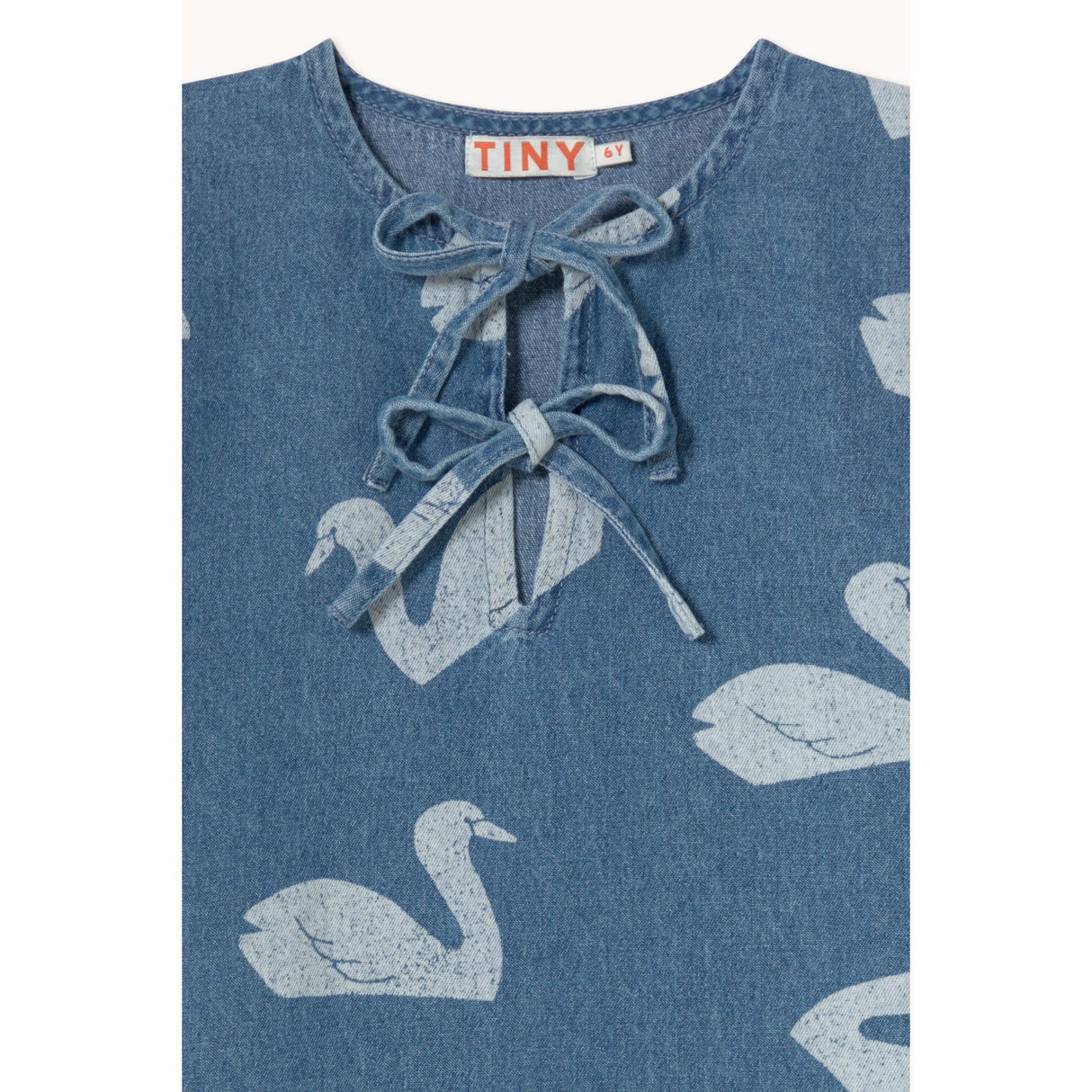 TinyCottons Medium Wash Denim Big Swans Klänning