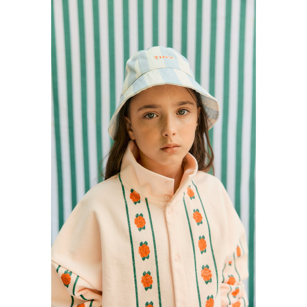 TinyCottons Washed Blue Blue Stripes Bucket hatt