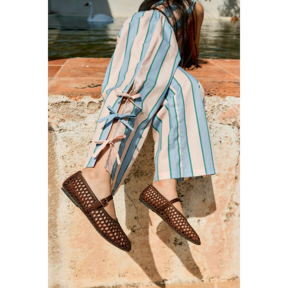 TinyCottons Pastel Pink Retro Stripes Bows Pant