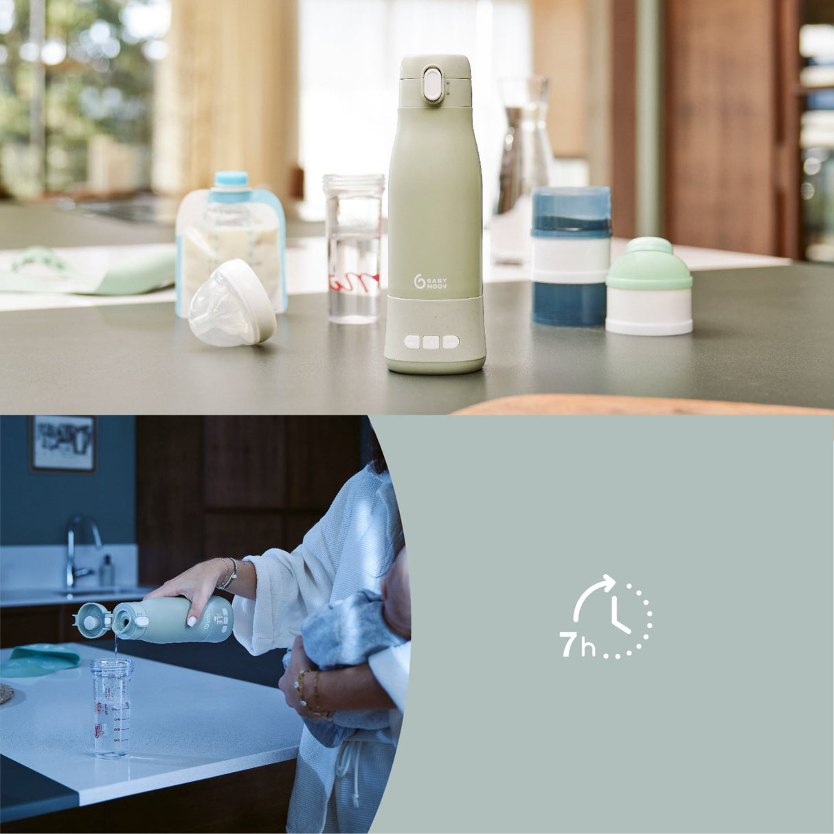 Babymoov Sage Green Moov & Feed Autonomous Flaska Warmer