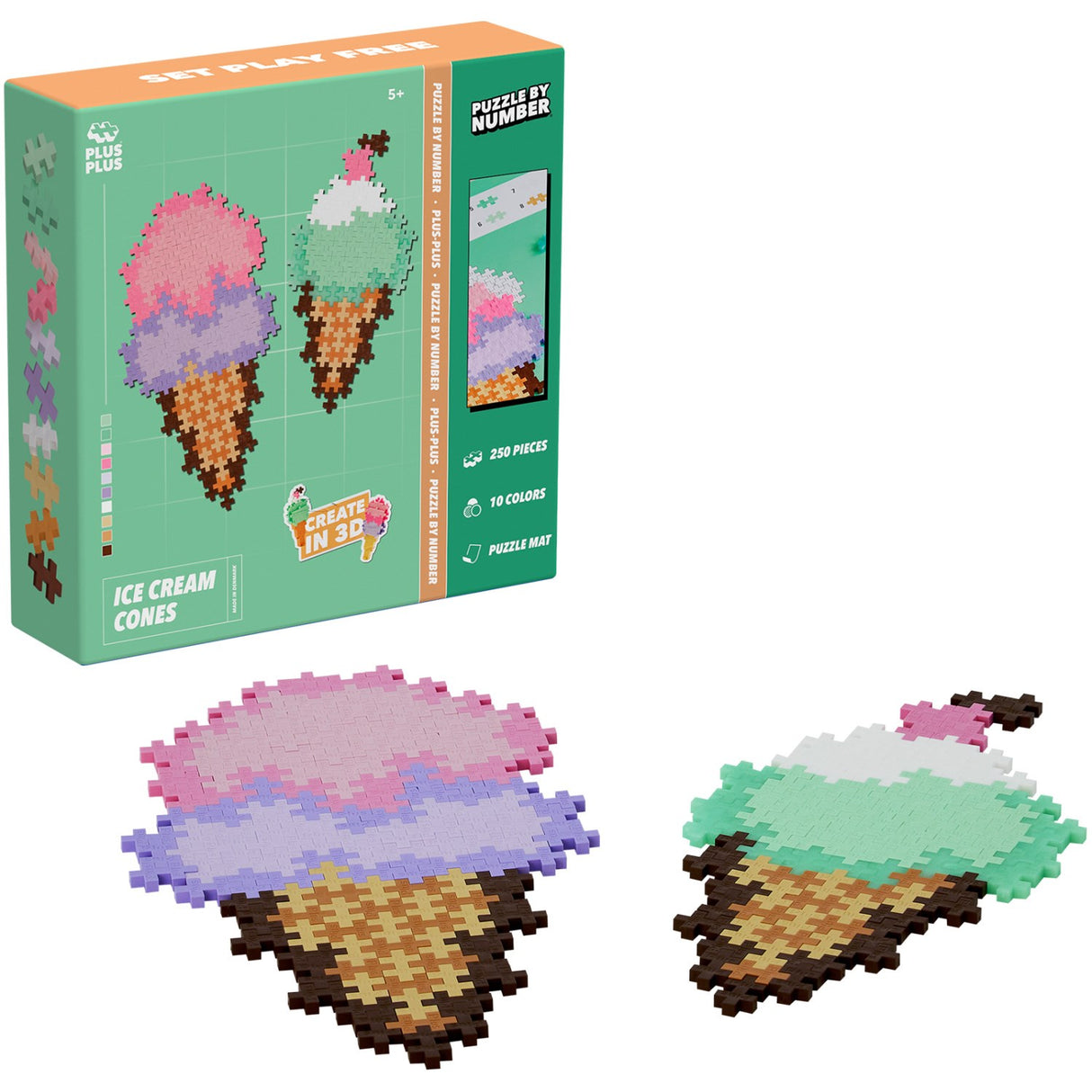 Plus-Plus Pussel By Number Ice Cream Cones 250pcs