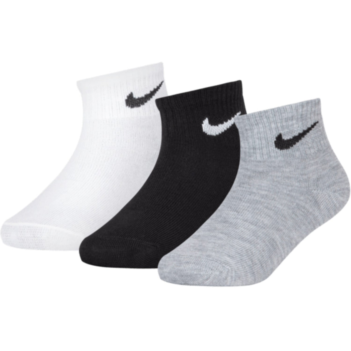 NIKE White/Dark Gray Heather Nike Basic Ankle 3-Pack Strumpor