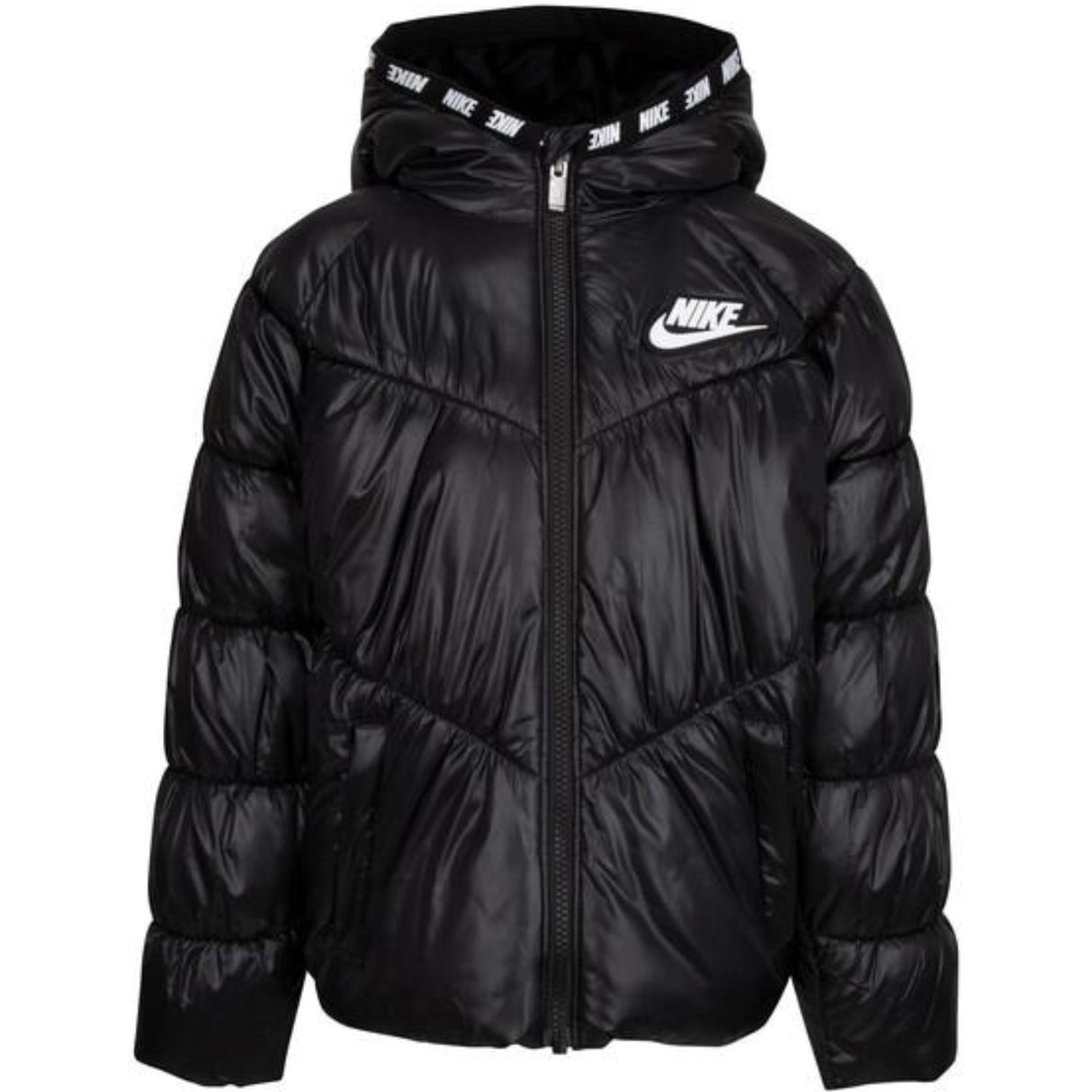 NIKE Black Chevron Cinched Puffer Jacka