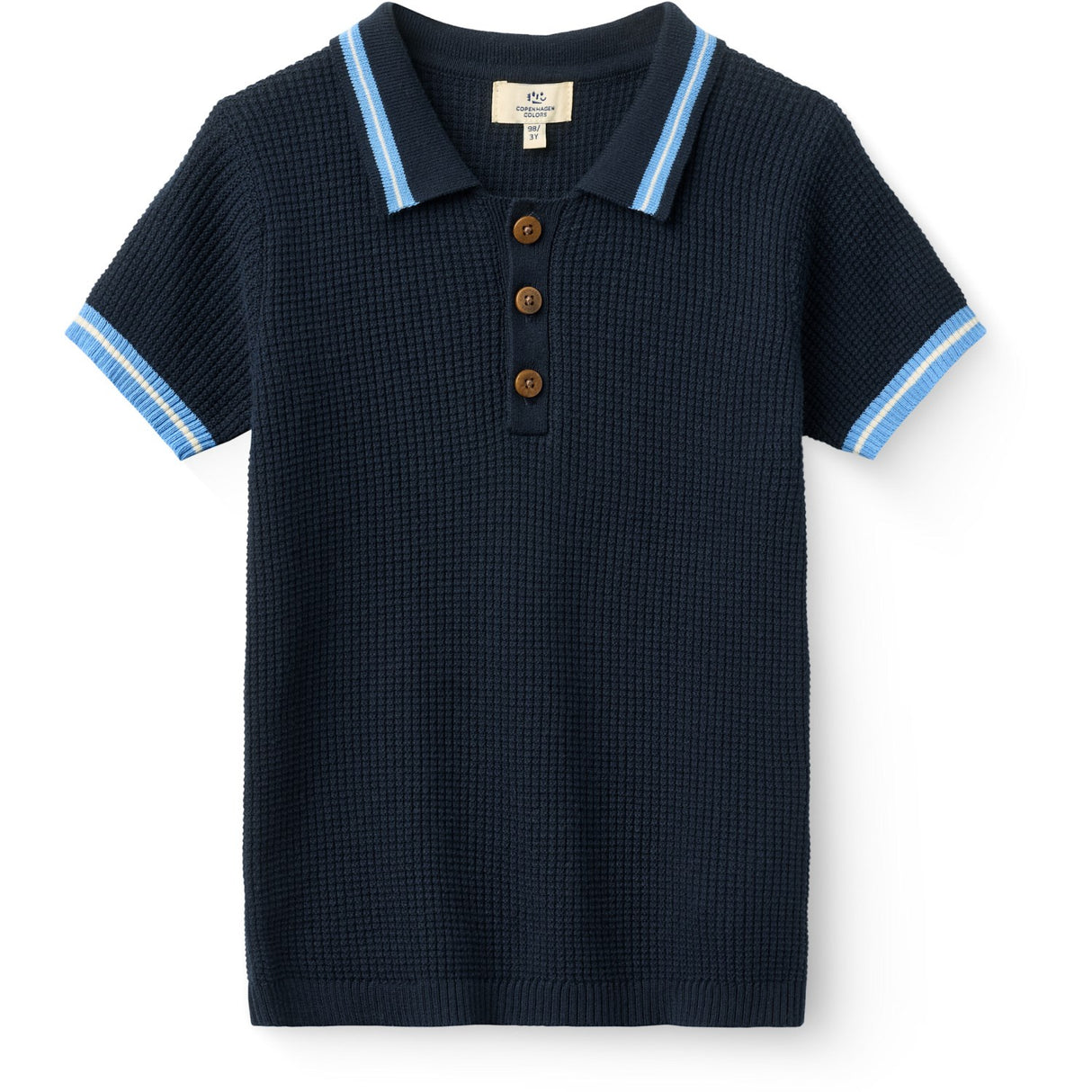 COPENHAGEN COLORS Navy, Blue, Cream Comb. Stickad Pattern Pikétröja