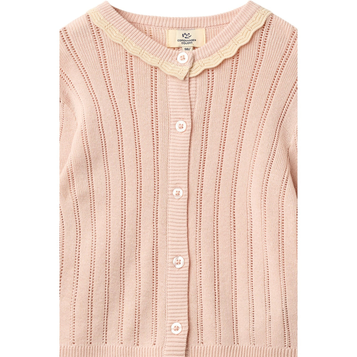 COPENHAGEN COLORS Dusty Rose Comb. Stickad Pointelle Cardigan