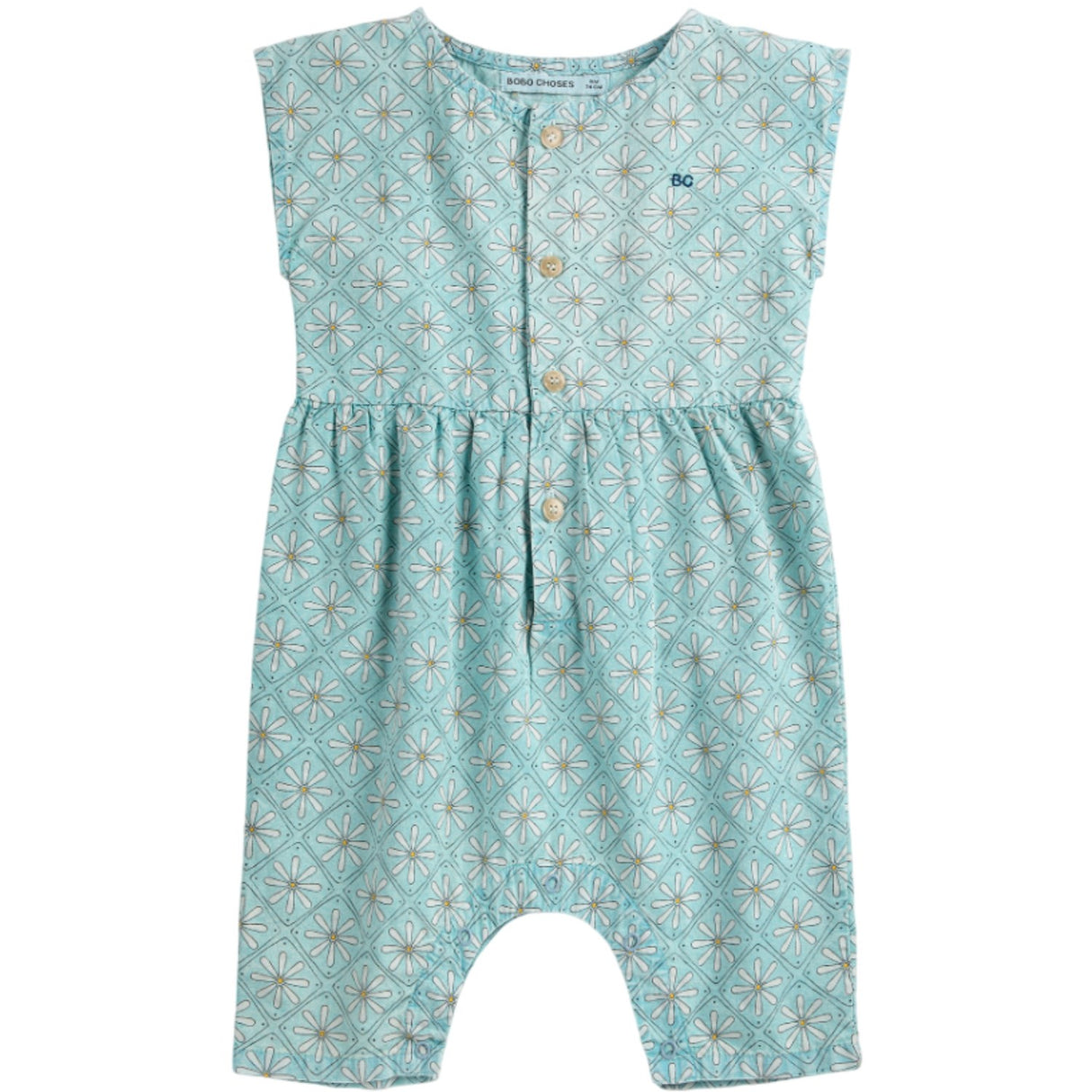 Bobo Choses Light Blue Daisy Mosaic All Över Woven Overall