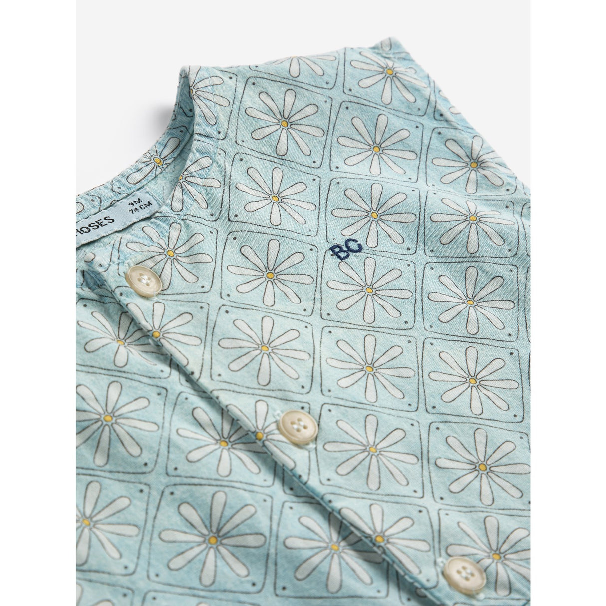 Bobo Choses Light Blue Daisy Mosaic All Över Woven Overall