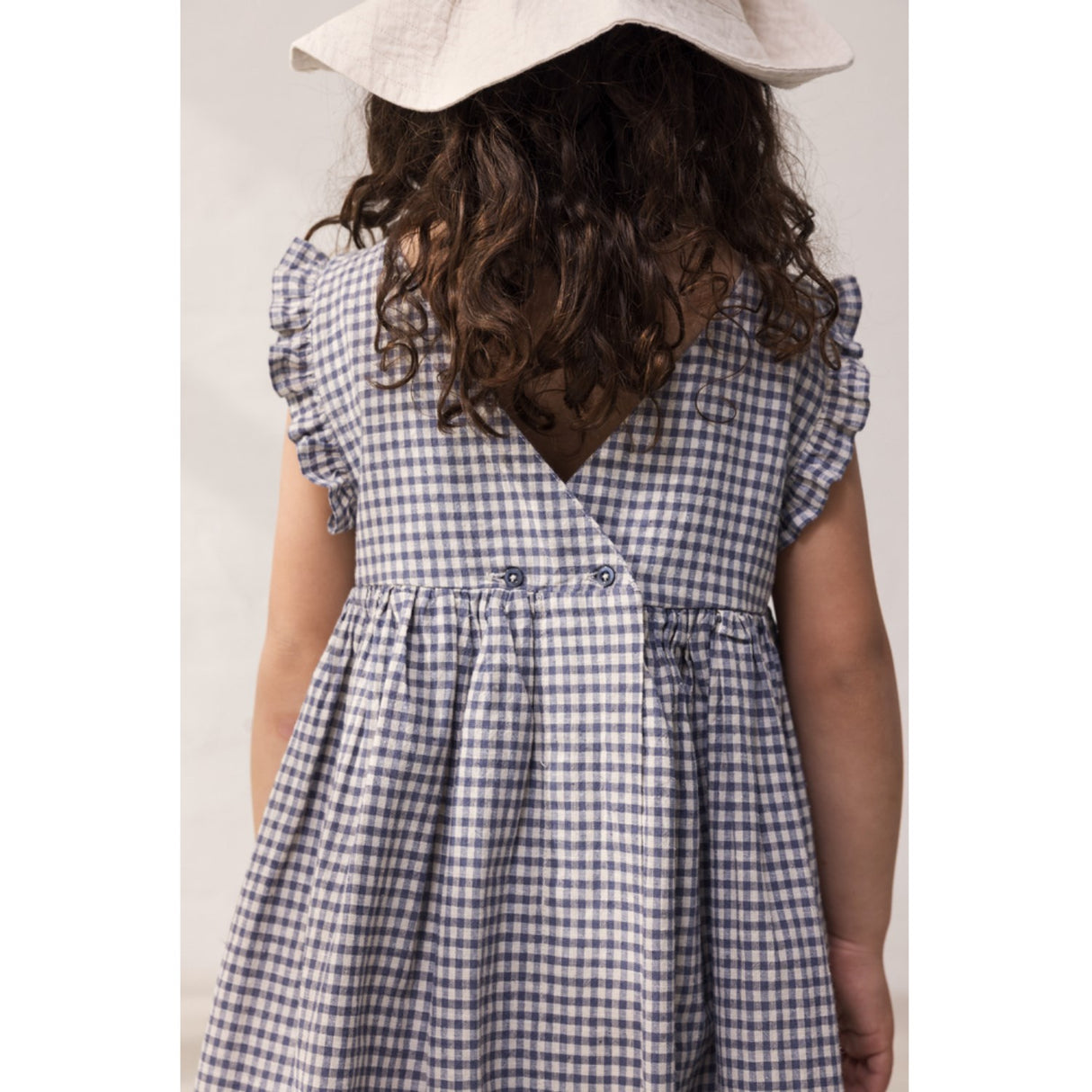 MarMar Cotton Linen Marine Check Darame Klänning