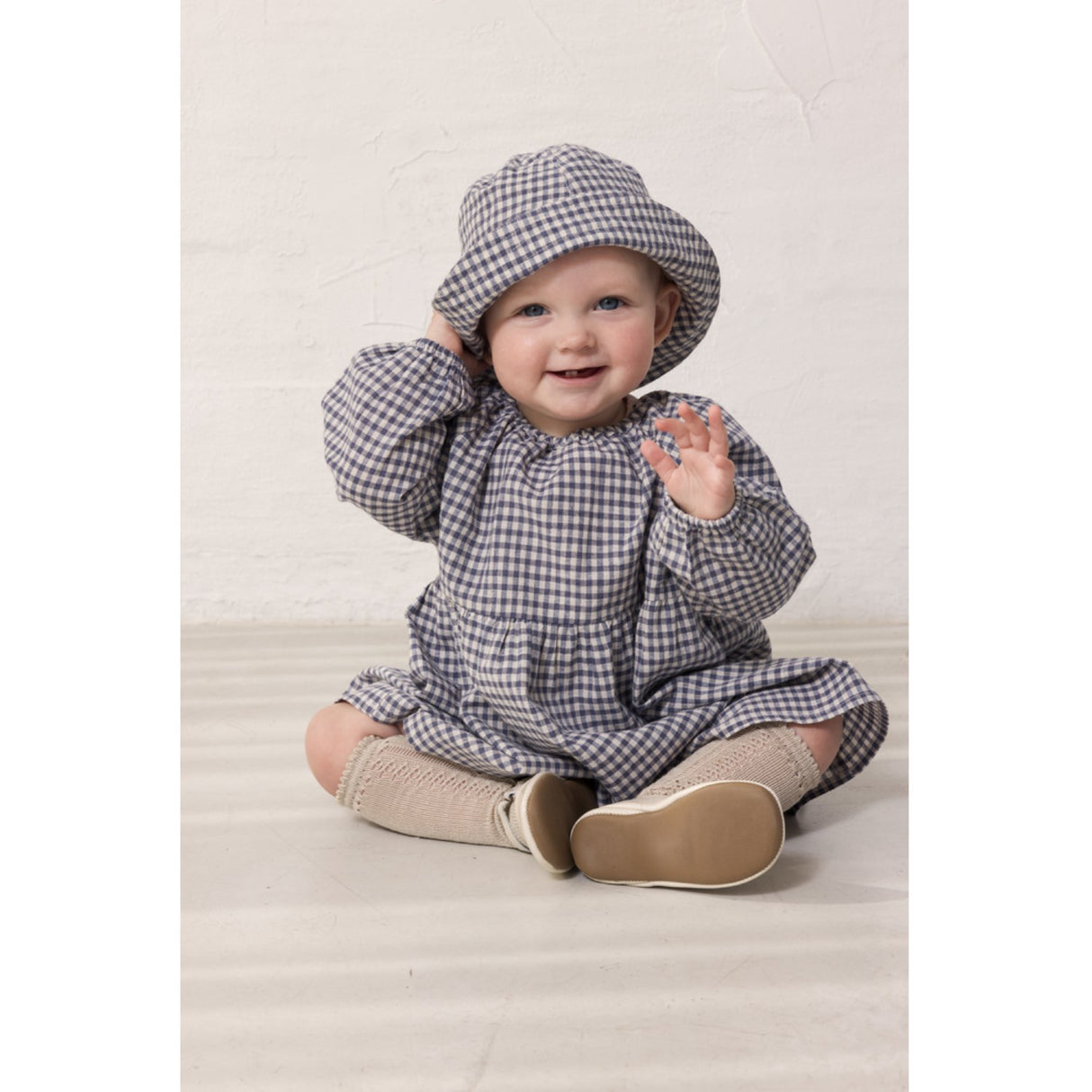 MarMar Cotton Linen Marine Check Dawson B Klänning