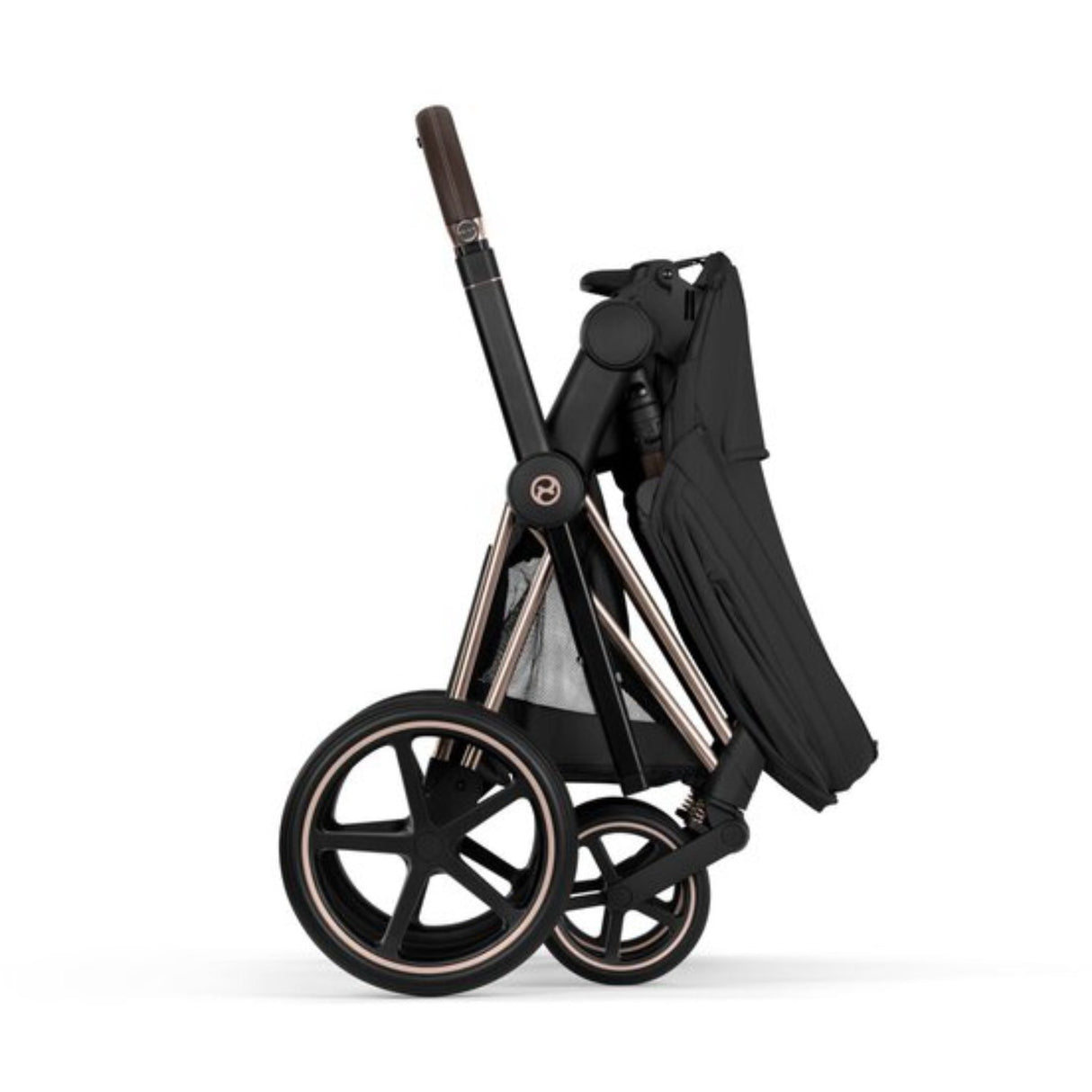 Cybex Sepia Black/Black Priam Comfort Rosegold Inklusiv Foldbar Liggedel