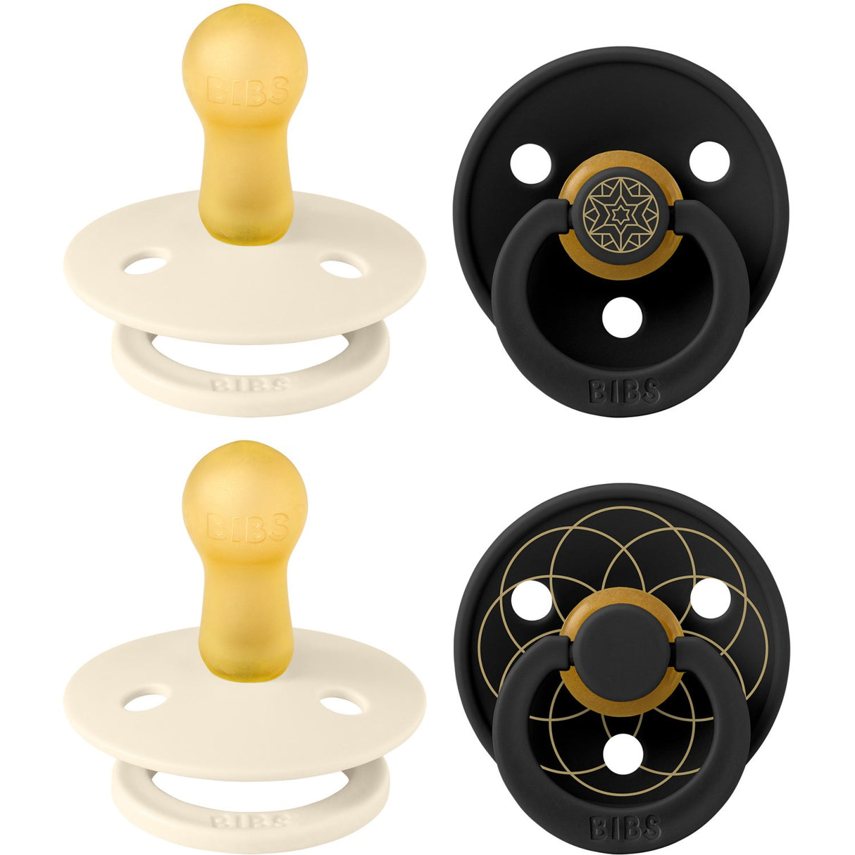 Bibs Ivory Gold Black Gold Napp Studio Colour 4 Pack Noor & Layl Latex
