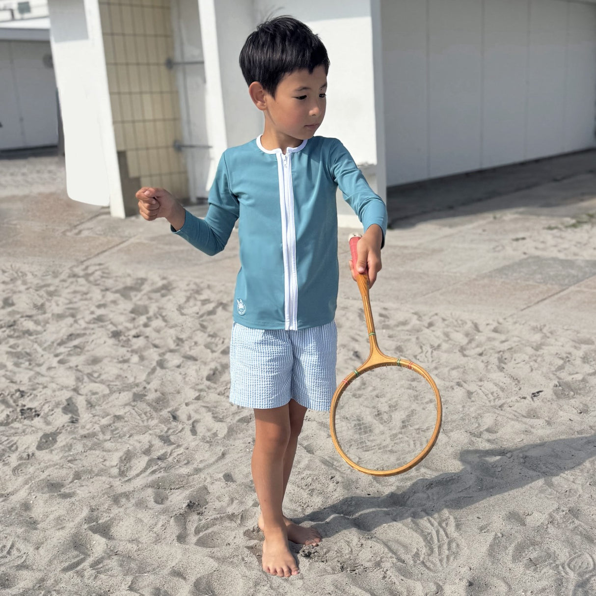 Petit Crabe Stone Basic Dragkedja Uv-Swim Skjorta L/S