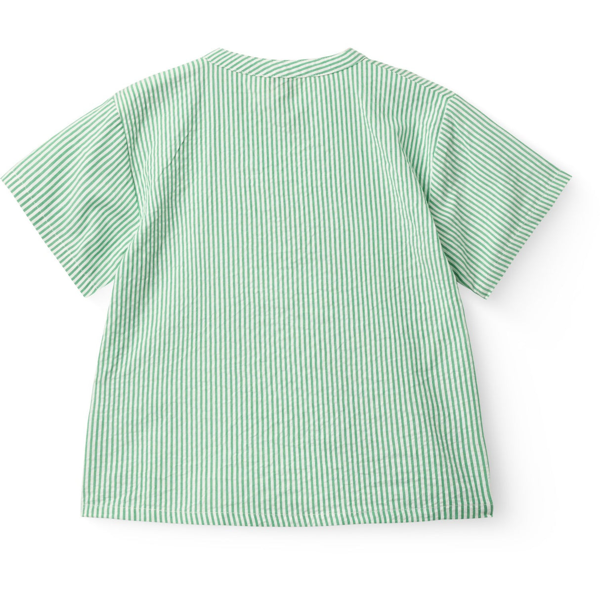 COPENHAGEN COLORS Sharp Green W Cream Stripe Seersucker Ss Blus
