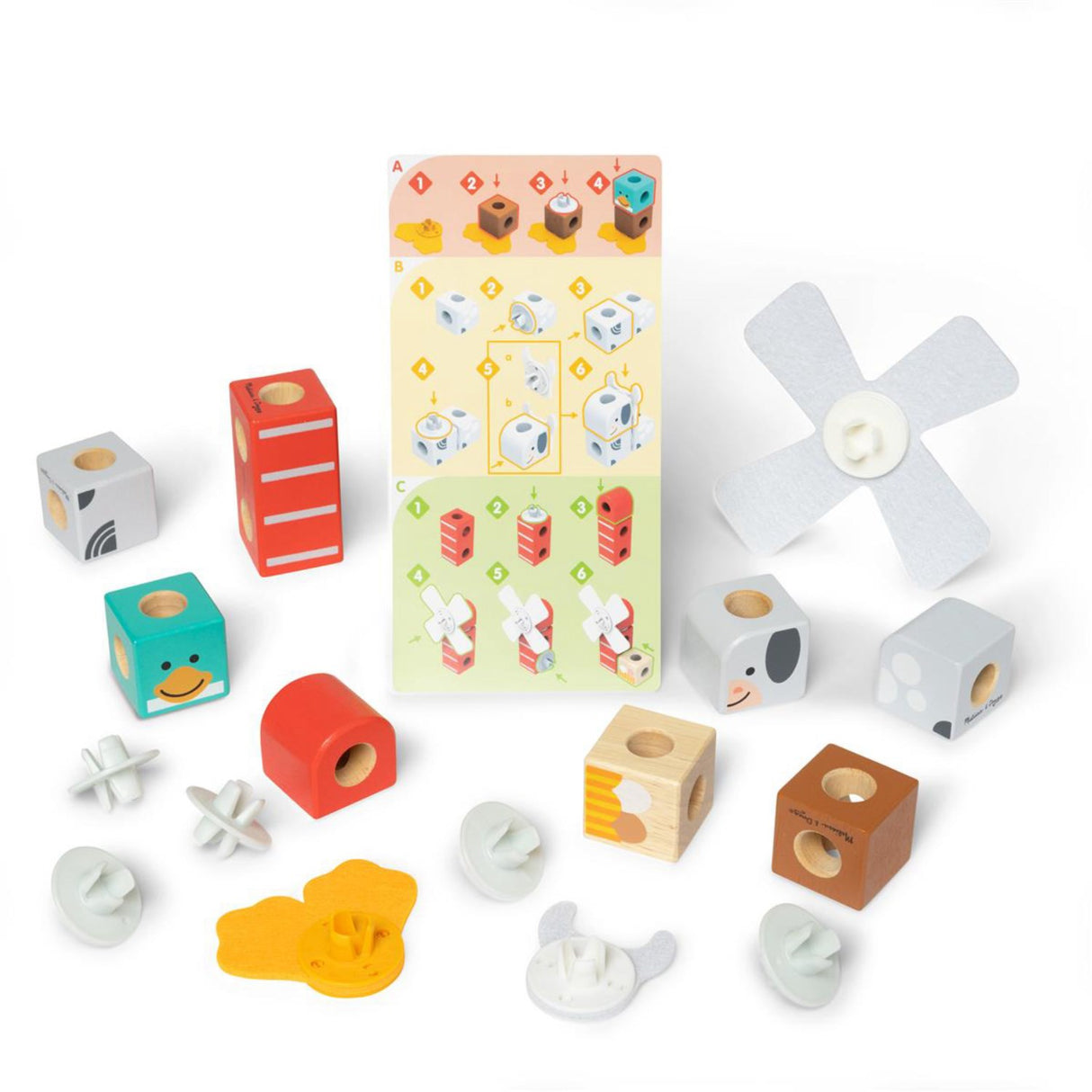 Melissa & Doug Multifarvet Blockables Playset Bondegårdens Venner 16Pcs