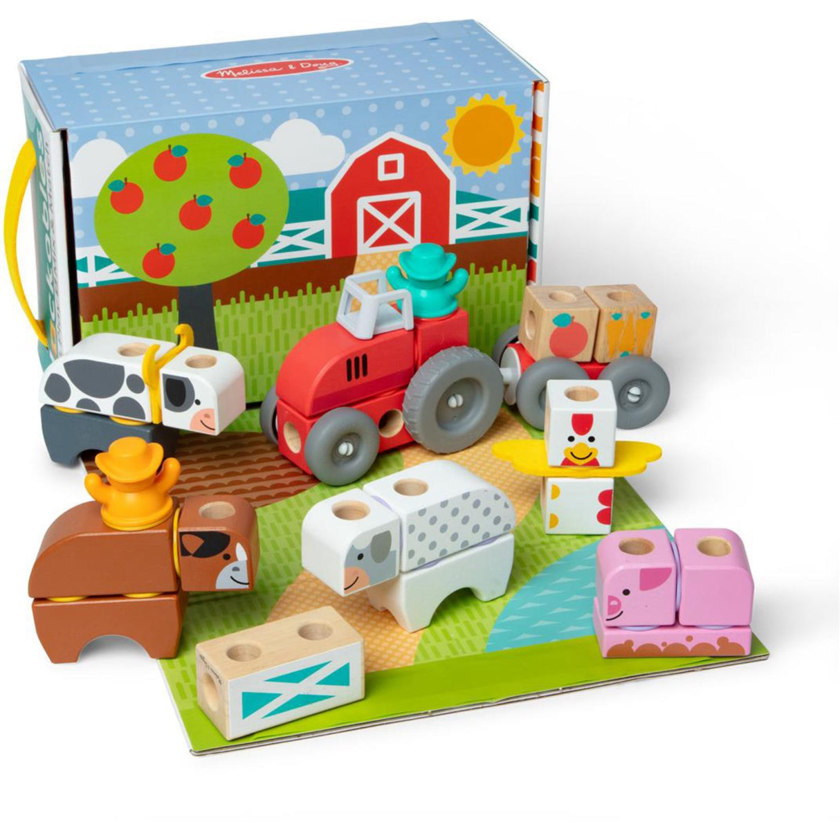 Melissa & Doug Multifarvet Blockables Playset Bondegård 56Pcs