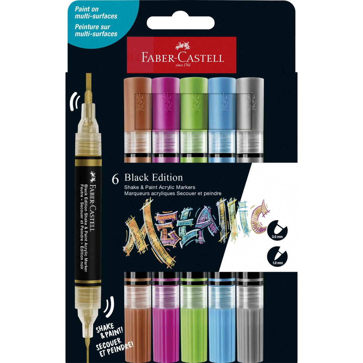 Faber-Castell akrylpenna 6 stycken metallisk