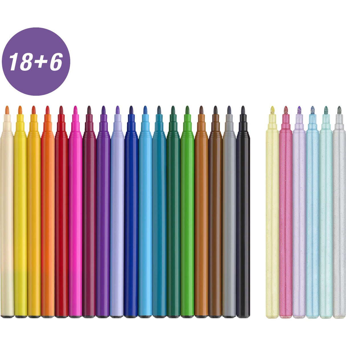 Faber-Castell enhörningsmarkörer - 18 färger + 6 glittermarkörer