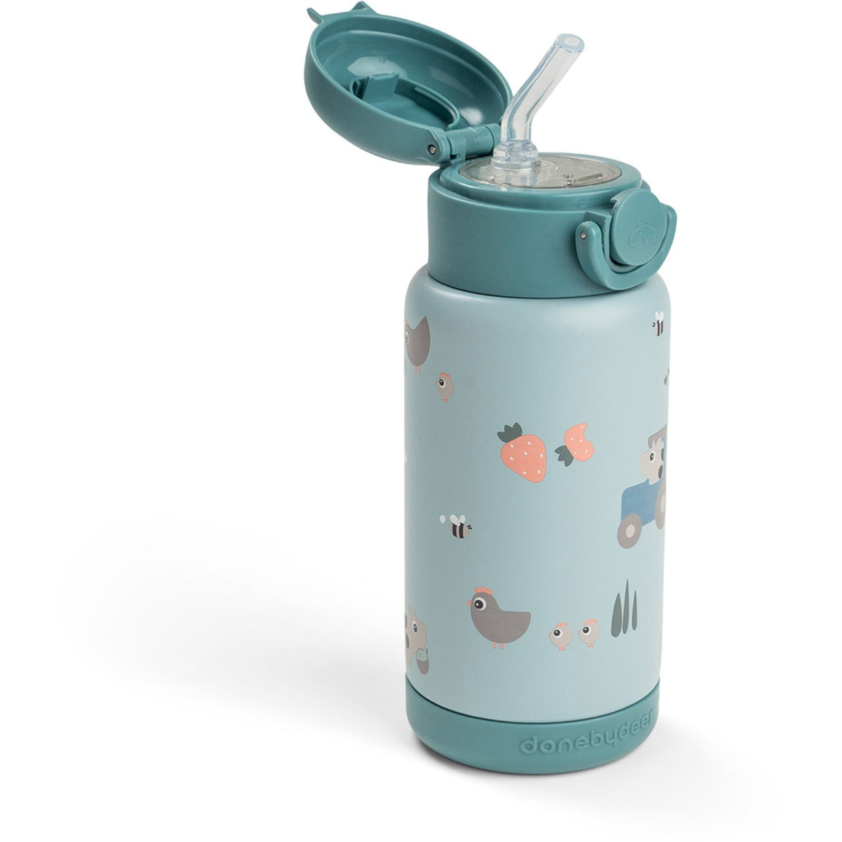 DonebyDeer Blue Tiny Farm Insulated Strån Flaska