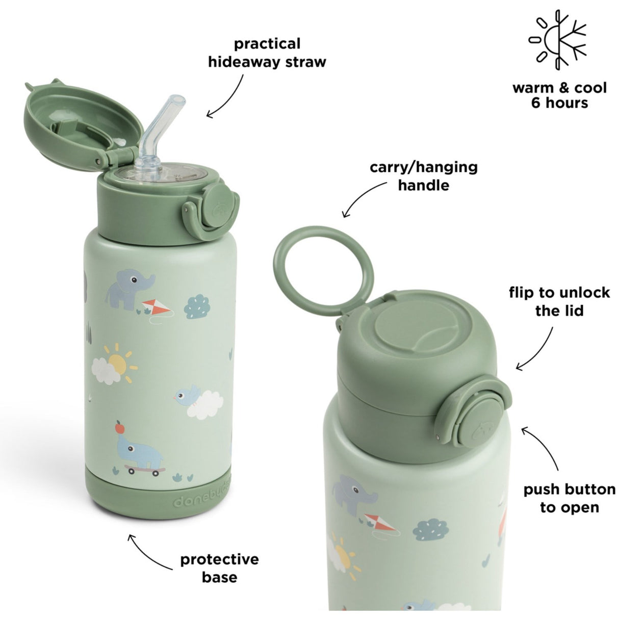 DonebyDeer Green Playground Insulated Strån Flaska