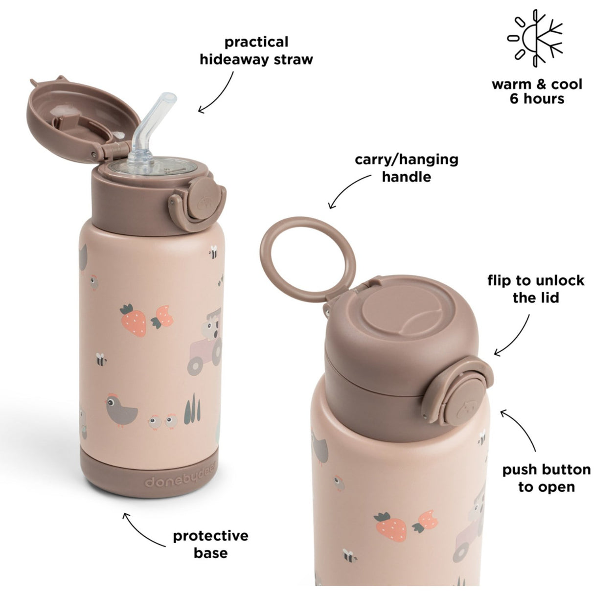 DonebyDeer Powder Tiny Farm Insulated Strån Flaska