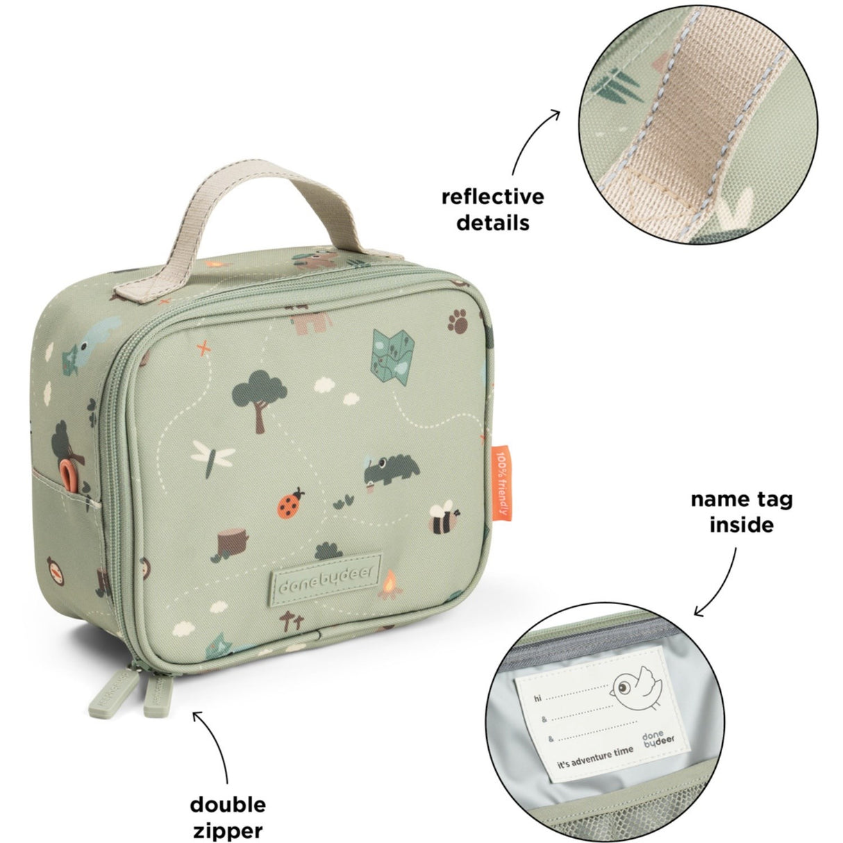DonebyDeer Green Tiny Trails Tiny Insulated Lunch Väska
