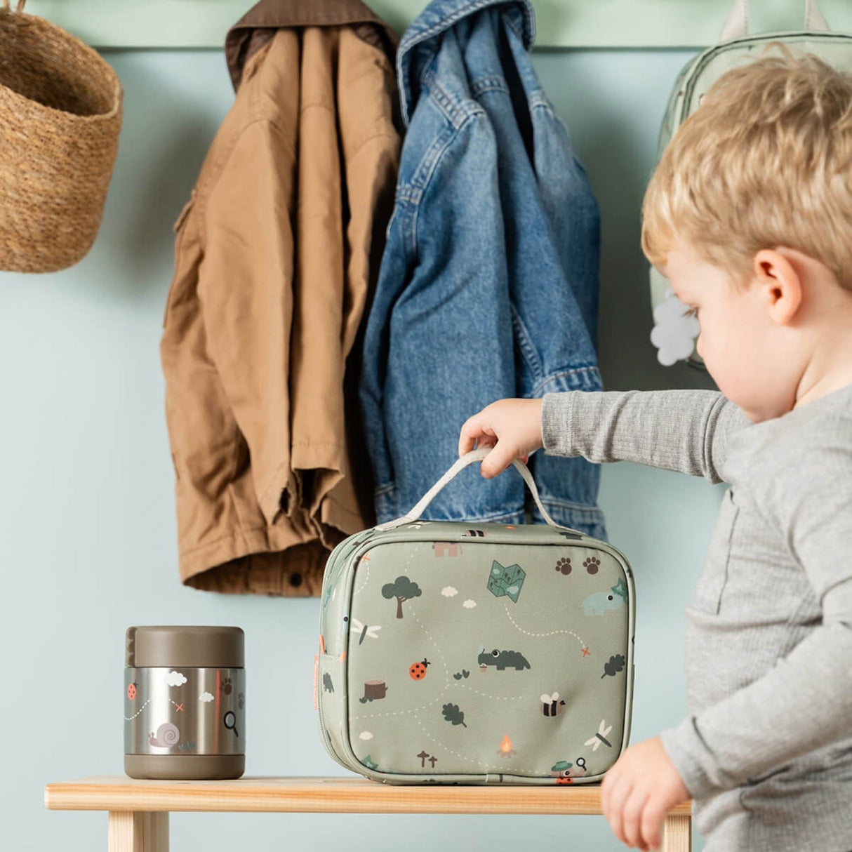 DonebyDeer Green Tiny Trails Tiny Insulated Lunch Väska