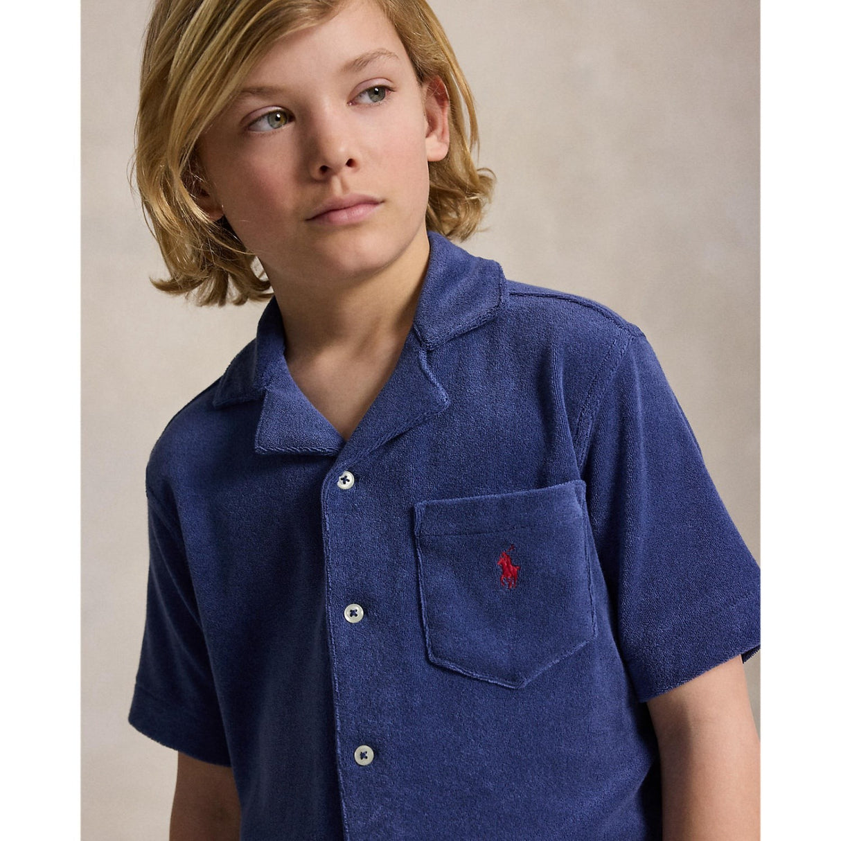 Polo Ralph Lauren Light Navy Knap Front Skjorta