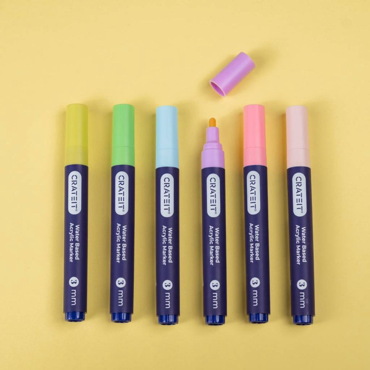 Crateit Pastel Markörer 3mm 6 Pack
