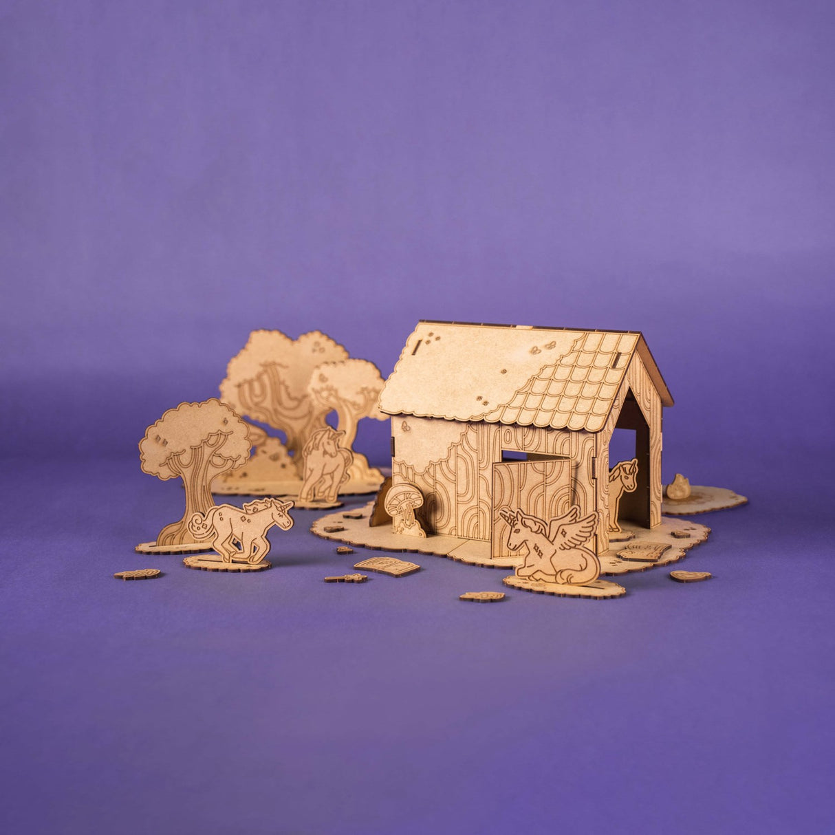 Crateit Unicorn Wooden Leksak Magic Forest