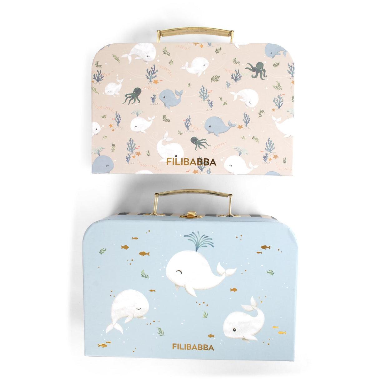 FILIBABBA Christian's Whale Tales Kuffertsæt Til Leg Och Förvaring 2 Pack