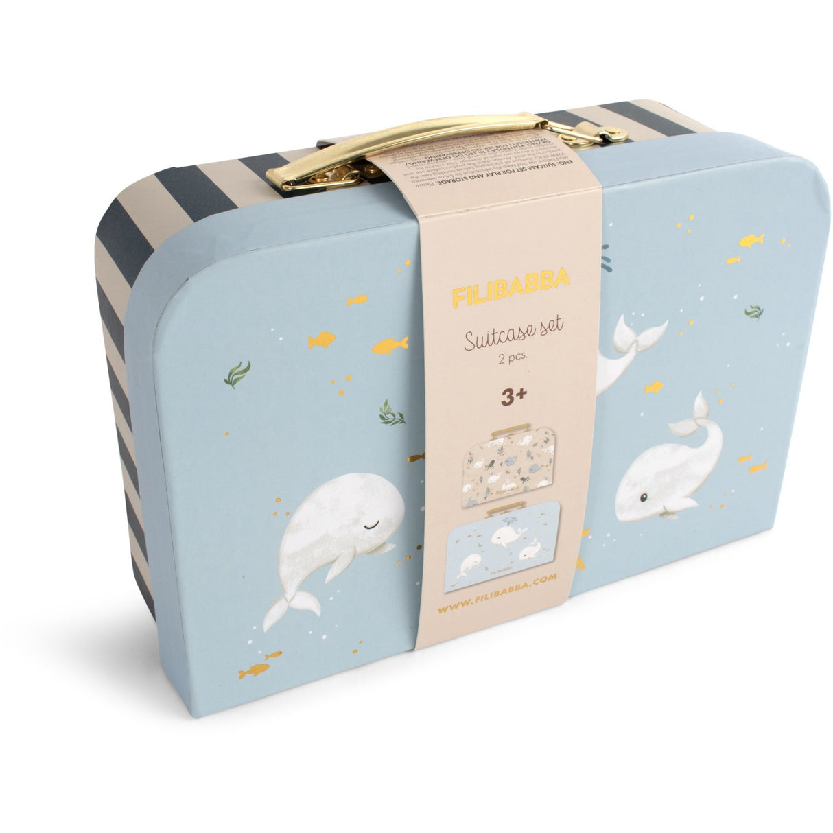 FILIBABBA Christian's Whale Tales Kuffertsæt Til Leg Och Förvaring 2 Pack
